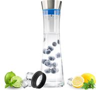 bremermann Carafe en verre SVEA 1,2 litre avec anneau en silicone supplémentaire en bleu