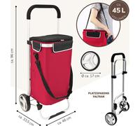 bremermann chariot à main, chariot de courses, poussette de marché, voiturette avec sac amovible (Rouge)