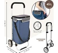bremermann Chariot d'achat BRINKUM - capacité 45 L, chariot à main, chariot de courses avec sac amovible, bleu