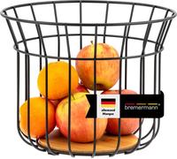 bremermann Corbeille à fruits, coupe à fruits ronde, Ø env. 24,5 cm, noir mat, fond en bambou