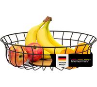 bremermann Corbeille à fruits, coupe à fruits ronde, Ø env. 35,5 cm, noir mat, fond en bambou