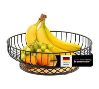 bremermann Corbeille à fruits ronde, Ø env. 33,5 cm, noir mat, fond en bambou
