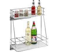 bremermann Coulisse d'armoire télescopique, panier d'armoire avec 2 étages et étagères, tiroir de cuisine coulissant avec système Soft-Close, étage inférieur idéal comme support de bouteilles pour jus