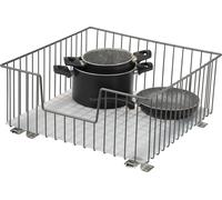 bremermann Coulisse de panier d'armoire 50 cm avec étagère, tiroir de cuisine à équiper, coulisse d'armoire en métal, gris