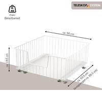 bremermann Coulisse de panier pour armoire, largeur 50 cm, tiroir télescopique au sol avec étagère, tiroir de cuisine, blanc