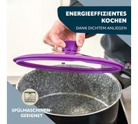 bremermann Couvercle en verre avec bord en silicone pour casseroles et poêles de 20 cm, lilas