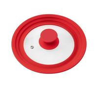 bremermann Couvercle en Verre Universel avec Bord en Silicone, 16/18/20 cm, Petit (Rouge)