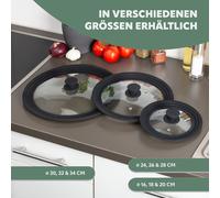 bremermann Couvercle en Verre Universel avec Bord en Silicone, 30/32/34 cm, grande (noir)