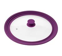 bremermann Couvercle en Verre Universel avec Bord en Silicone, 30/32/34 cm, Grande (Violet)