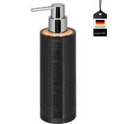 bremermann Distributeur de savon SEGNO en bambou et plastique | Capacité de remplissage env. 340 ml, noir