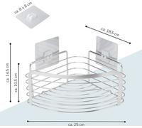 Bremermann Elena Corbeille de rangement d'angle en acier inoxydable avec fixation adhésive et amovible sans perçage