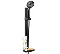 bremermann Ensemble de barre de douche, avec douchette, flexible de douche en acier inoxydable de 1,75 m et barre de 62 cm, kit complet de douche (noir)