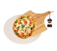 bremermann Ensemble Pierre à Pizza // Pierre à Pizza avec Pelle à Pizza // cordiérite, Ronde Ø 38 cm // Pelle à Pizza Bambou