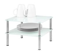 bremermann Étagère à Assiettes en Verre à 2 Niveaux, bac d'armoire env. 28 x 32 cm, étagère (Blanc)