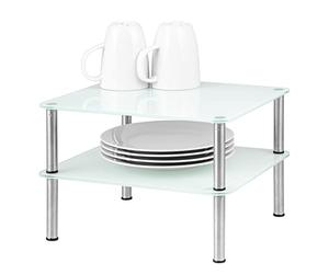 bremermann Étagère à Assiettes en Verre à 2 Niveaux, bac d'armoire env. 28 x 32 cm, étagère (Blanc)