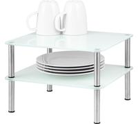 bremermann Étagère à assiettes, étagère en verre 2 niveaux, insert d'armoire env. 28 x 32 cm, étagère pour armoire, blanc