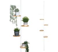 bremermann Étagère à fleurs télescopique avec 4 étagères en bambou, escalier à fleurs réglable en hauteur de 140 à 290 cm, blanc
