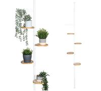 bremermann Étagère à fleurs télescopique avec 4 étagères et aide à l'escalade, adaptée à une utilisation dans le salon ou la cuisine - avec une hauteur d'installation de 140 à 290 cm, blanc