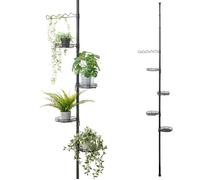 bremermann Étagère à Fleurs télescopique avec 4 Plateaux et tuteur - Colonne à Fleurs avec Hauteur d'installation de 140 à 290 cm (Noir)