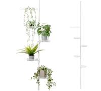 bremermann Étagère à Fleurs télescopique avec 4 Plateaux et tuteur - Colonne à Fleurs avec Hauteur d'installation de 140 à 290 cm (Blanc)