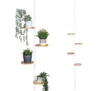 bremermann Étagère à fleurs télescopique avec 4 étagères et aide à l'escalade, adaptée à une utilisation dans le salon ou la cuisine - avec une hauteur d'installation de 140 à 290 cm, blanc