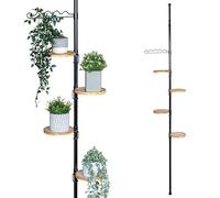 bremermann Étagère à fleurs télescopique avec 4 étagères et aide à l'escalade, adaptée à une utilisation dans le salon ou la cuisine - avec une hauteur d'installation de 140 à 290 cm, noir