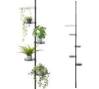 bremermann Étagère à fleurs télescopique avec 4 étagères et aide pour grimper, escalier pour fleurs réglable en hauteur de 140 à 290 cm, noir