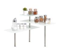 bremermann Étagère d’Angle, étagère de Cuisine, en Verre et Acier Inoxydable (Blanc)