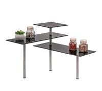 bremermann Étagère d’Angle, étagère de Cuisine, en Verre et Acier Inoxydable (Noir)