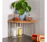 bremermann Etagère d'angle en bambou avec acier inoxydable // env. 25 x 20 x 25 cm (l/h/p) Etagère de cuisine pour plus de surface de rangement