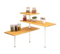 bremermann Étagère d'angle en Bambou et Acier Inoxydable, étagère de Cuisine (Blanc)