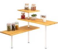 bremermann Etagère d'angle en bambou, étagère de cuisine, matériau en bois de bambou - blanc