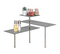 bremermann Étagère d'angle en Verre et Acier Inoxydable (Gris)