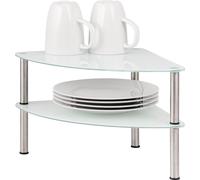 bremermann Étagère d'angle en verre, étagère pour assiettes, 2 niveaux, élément d'armoire d'angle env. 28 x 21 x 28 cm, étagère pour armoire, blanc
