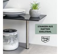 bremermann étagère d'angle, étagère de cuisine, en verre et acier inoxydable, noir