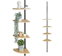 bremermann Étagère murale télescopique avec 4 étagères en bambou. Utilisation polyvalente dans le salon, le couloir, la salle de bain, le bureau ou la cuisine - Hauteur de montage variable de 140 à