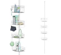 bremermann Étagère d'angle télescopique, 4 paniers, étagère de douche jusqu'à max. env. 290 cm (blanc)