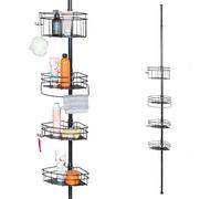 bremermann Étagère d'angle télescopique, 4 paniers, étagère de douche jusqu'à max. env. 290 cm (noir)