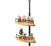 bremermann Étagère d'angle télescopique en bambou, étagère à épices télescopique, 2 étagères avec grille de protection, noire