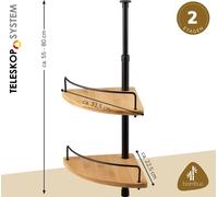 bremermann Etagère d'angle télescopique, étagère à épices télescopique, 2 étagères, bambou, noir
