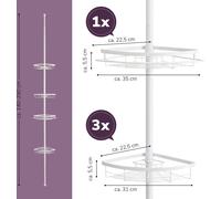bremermann étagère d'angle télescopique, télescopique pouvant atteindre jusqu'à max. env. 290 cm (blanc)