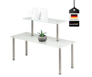 bremermann Étagère de Cuisine avec Plateau en Verre et Pieds (Blanc)