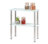 bremermann Étagère de cuisine en verre à 2 niveaux avec pieds en acier inoxydable Noir env. 14 x 32 cm Marque (blanc)