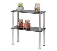 bremermann Étagère de cuisine en verre à 2 niveaux avec pieds en acier inoxydable Noir env. 14 x 32 cm Marque (noir)