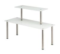 bremermann Étagère de Cuisine en Verre avec Plateau en Verre et Pieds (Verre-Blanc)