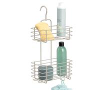 bremermann Étagère de douche avec 2 paniers, étagère de douche pour paroi de douche en verre, panier de douche à suspendre avec crochet rétractable, organiseur de douche parfait pour un montage sans