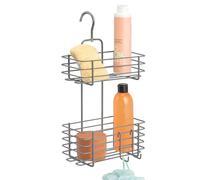 bremermann Étagère de douche avec 2 paniers, pour paroi de douche en verre, à accrocher à l'aide de crochets - en métal (Gris)