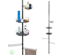 bremermann Étagère de Salle de Bain télescopique, 3 paniers, 2 Barres de Serviettes, Barre télescopique jusqu'à env. 290 cm (Noir)
