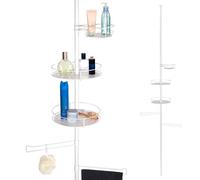 bremermann Étagère de Salle de Bain télescopique, 3 paniers, 2 Barres de Serviettes, Barre télescopique jusqu'à env. 290 cm (Blanc)
