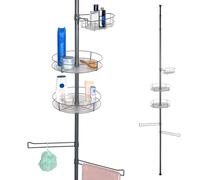 bremermann Étagère de Salle de Bain télescopique, 3 paniers, 2 Barres de Serviettes, Barre télescopique jusqu'à env. 290 cm (Gris)
